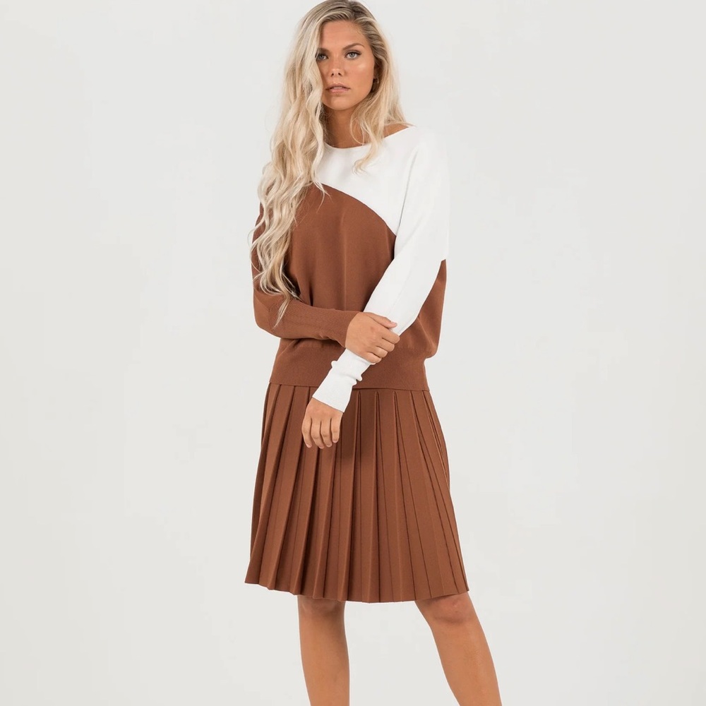 Aleeza Paris Pleated Wonder Skirt in Cocoa 25” Size L